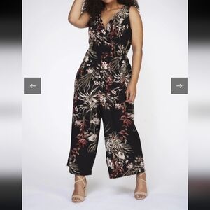 Dex Black & Cayenne Tropical Floral Jumpsuit